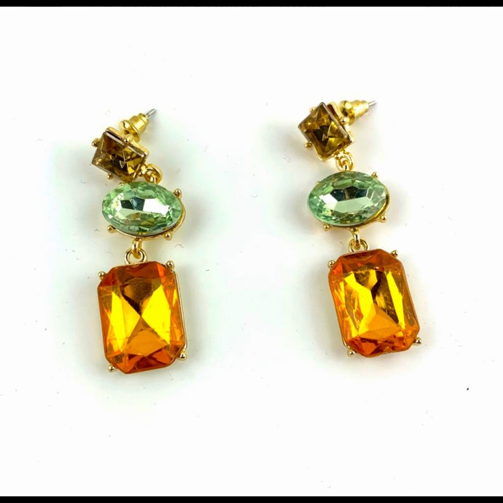 Faux Gemstones Rhinestone Earrings